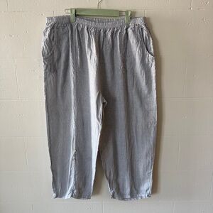 Angela Mara | Size XL | Powder Blue Linen Pants Minimalist Classic